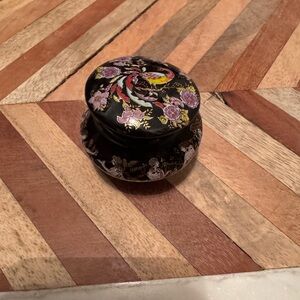 Vintage - Floral Black Trinket Box